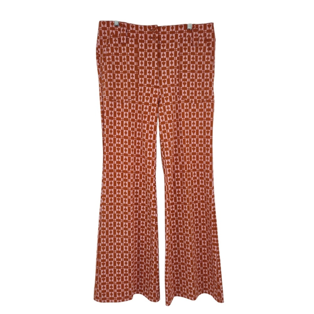 Maeve Anthropologie The Naomi Pants Ponte Knit 16T Pink Orange Geometric Spade